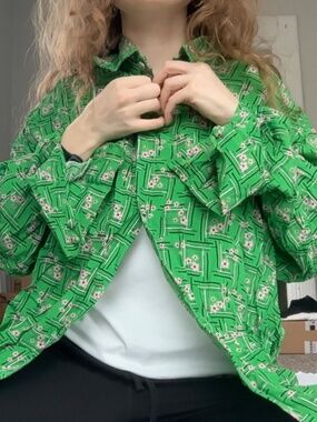 Green Shirt by Roma Uvarov — Vintage Soviet Fabric — XXL